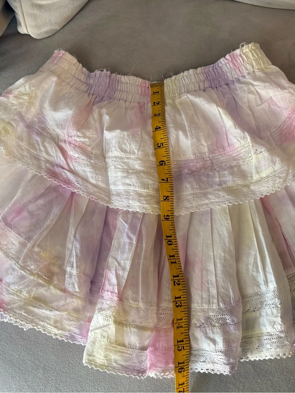 Love Shack Fancy Pastel Tie-Dye Tiered Skirt - Pink, Purple, multi color, Size M